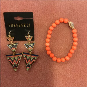 Forever 21 abstract dangle earring with stretch bracelet Earrings NWT
